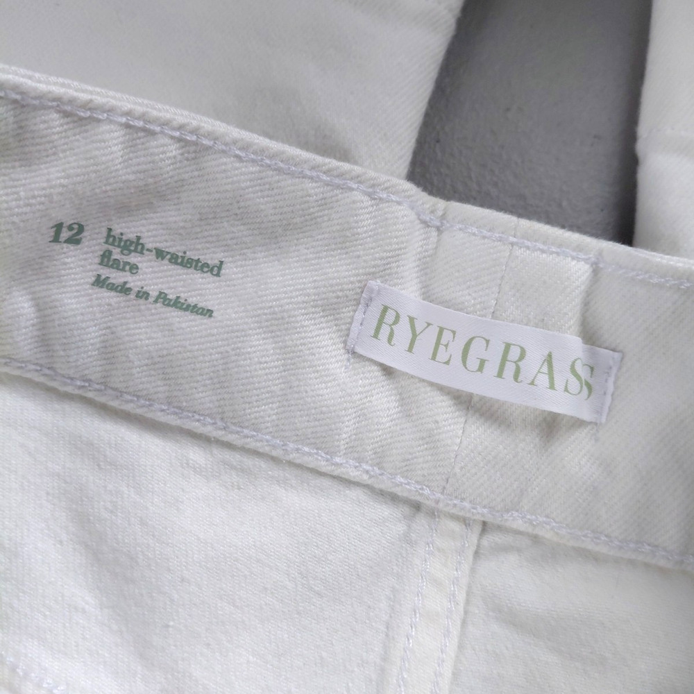 Ryegrass Jeans White Womens High Rise Super Flare Size 12 NEW Boho Coastal Chic - Picture 7 of 12